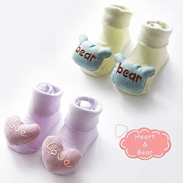 Sonarin 6 Paris Toddler Flickor Pojke Anti-halk Golvstrumpor Baby Tofflor Strumpor Dimensionell Cartoon Baby Flickor Anti-halk Bomullsstrumpor Djurdocka 0-6 Månader B M(6-18 Months)