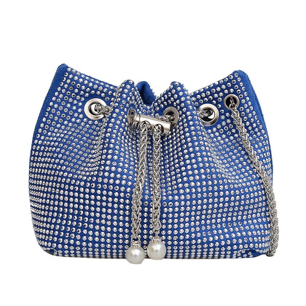 Ny Skinnende Kunstlærveske Paljettkjede Bøtteveske Skulderveske Crossbody-veske blue
