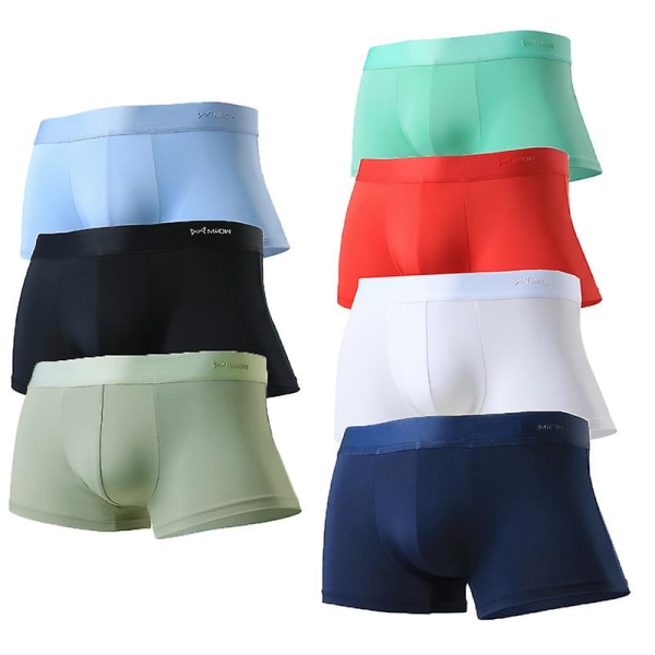 7 Pakkausta Miesten Jääsilkki Verkkokangas Hengittävät Alushousut, seksikkäät Pikkuhousut Imukykyiset Pehmeät 3D Erittäin Ohuet Mukavat Miesten Bokserit 7 Packs 4XL