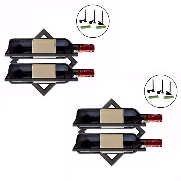 Vinstativ Vegghengt Sammenleggbart Vinflaskeholder Organizer Display For Hjem Kjøkken Bar Dekor 2 stk Style 1
