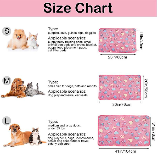 Hundetepper Myke Fluffy Søte Beinmønster Fleece Kjæledyrteppe Varm Sovematte set 3 52*76cm