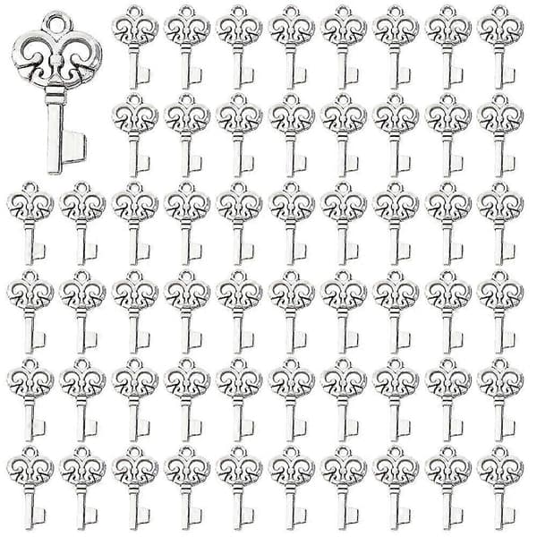 100 stk. tibetansk stil legeringsvedhæng Nøgle Sølv 23x12x2mm Hul: 2mm