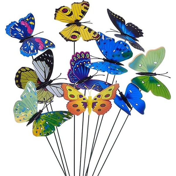 50 stycken trädgårdsfjärilar och 4 stycken trollsländor trädgårdsprydnader för gårdsgårdsfestdekorationer, totalt 24 stycken (normalt)