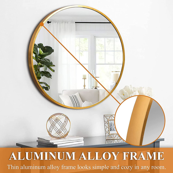 Rund spegel cirkelspegel för vägg metallram väggmonterad spegel för väggdekorativa speglar för entré vardagsrum sovrum 12in gold
