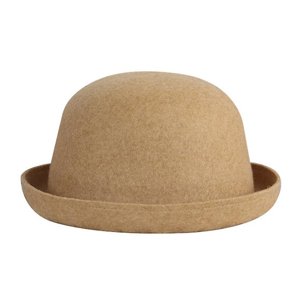Sztxj Dame Jenter Opprullbar Brett Ullkuppel Hatt Bowler (camel)