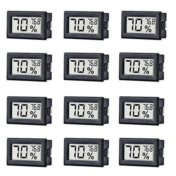 12-pack Mini Små Digitala Elektroniska Temperatur- och Fuktighetsmätare Gauge Inomhus Termometer Hygrometer Lcd-display Fahrenheit () För Humidorer, Växthus, Grön