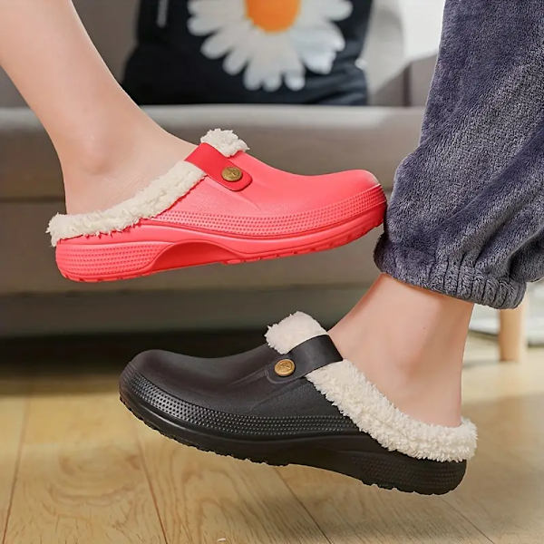 Mysiga vattentäta husslippers Anti-skid Slip-on skor inomhus för män Vinter skor Fuzz-fodrade träskor green EU43 44