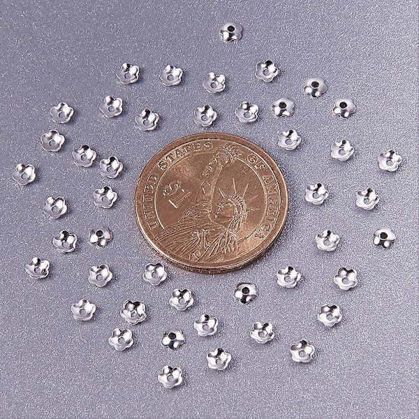 650 stk. Sølv Blomst Perlehetter Metall Spacer Perlehetter Bali Stil Perler for Armbånd Halskjede Smykkefremstilling 4mm