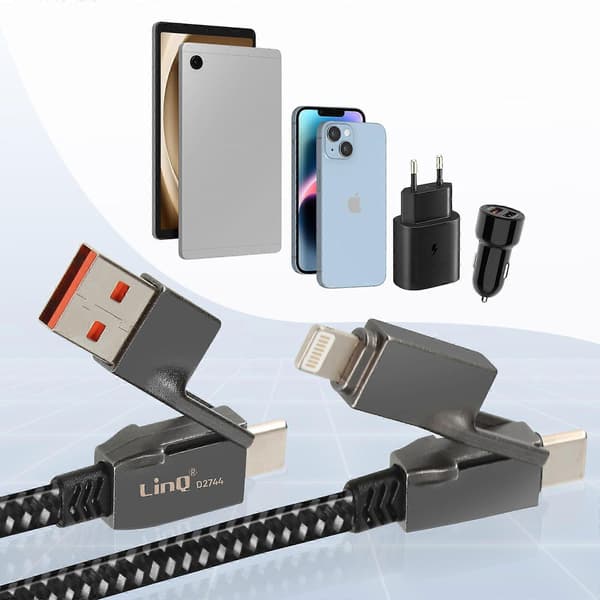 USB-kabel för USB, USB-C, Lightning USB USBC till Lightning USBC 1m, Svart