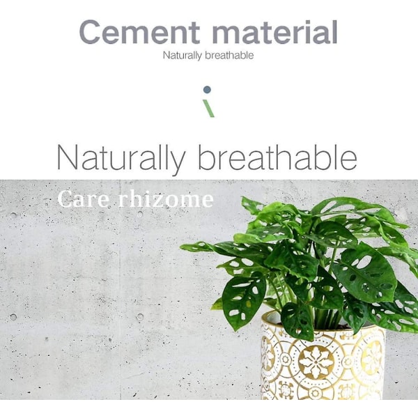 Blomkruka - 4,7" cementkrukor med avloppshål Modernt dekorativt för inomhusplantor