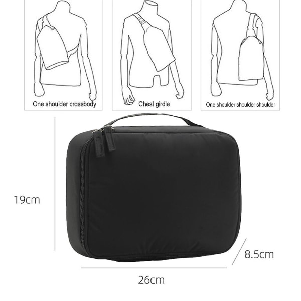 Kosmetisk väska i polyester med minne Resor Bärbar koreansk kosmetisk väska Dam kosmetisk förvaringsväska black
