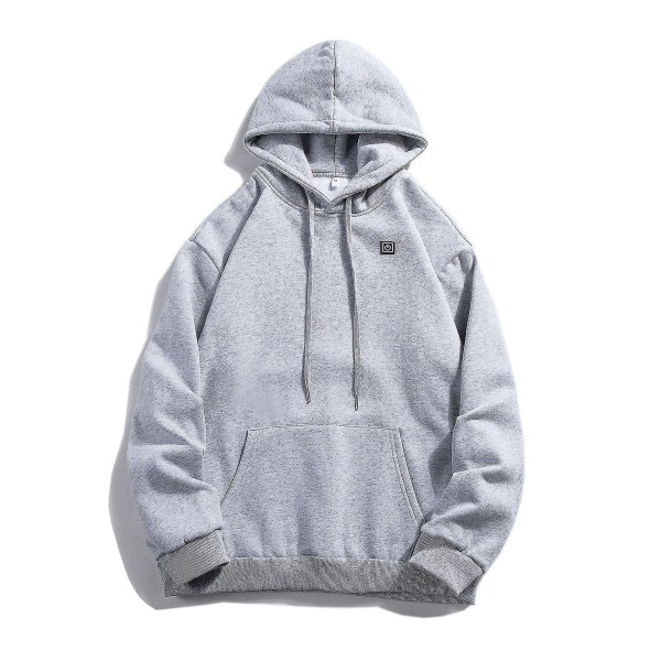 Oppvarmede USB-hettegensere for menn og kvinner med lomme, tykke, avslappede hettegensere Gray 2XL