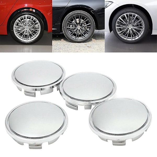 4 st hjulnavkapslar, robusta, enkla att installera, universella bilhjulscentrumkåpor i plast för SUV Silver
