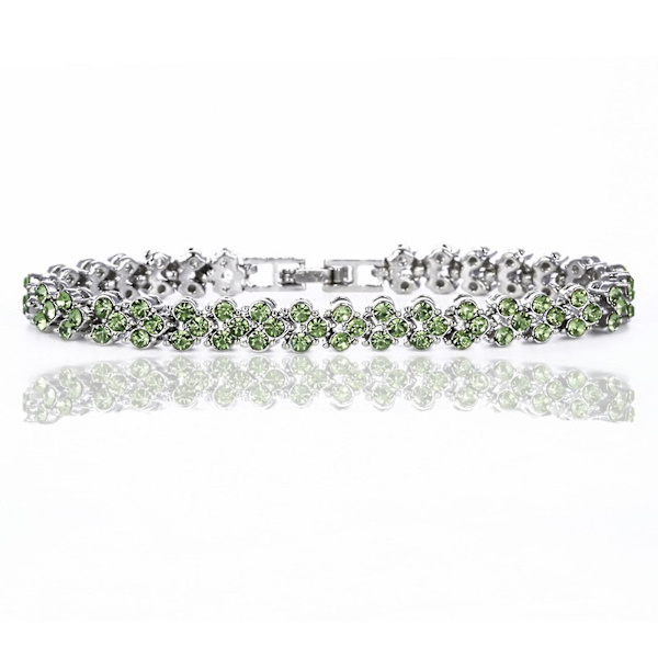 Farverige krystalarmbånd med perler til kvinder, heldig skinnende håndledskæde, slidstærk modehånd Light Green