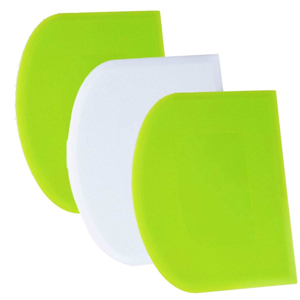 Degsskrapa Skrapdegkort - 3 st BPA-fri PE-plast Flexibel Kakspa, Skarp Hörnssilikon Degsskrapa, Halkskydd Degkort Sili