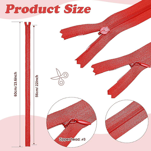 100 stk. 56 cm Nylon Usynlig Glidelås Bulk Fargerike Skjulte Glidelåser For Søm Skjulte Puteglidelåser For Stoff Håndverk Kjolepute Skredder Klær Cl
