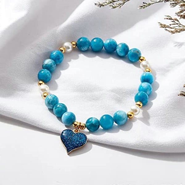 48~50 stk. Naturlige Apatittperler 8mm Havblå Apatittperler Edelstensperler Energisten Runde Løse Perler for Armbånd Halskjede Smykkefremstilling
