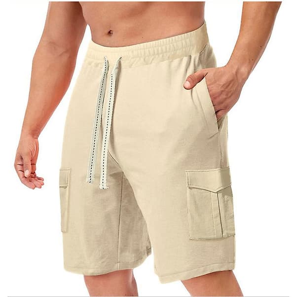 Multi-pocket sommar casual byxor herr byxor lös passform shorts Khaki S