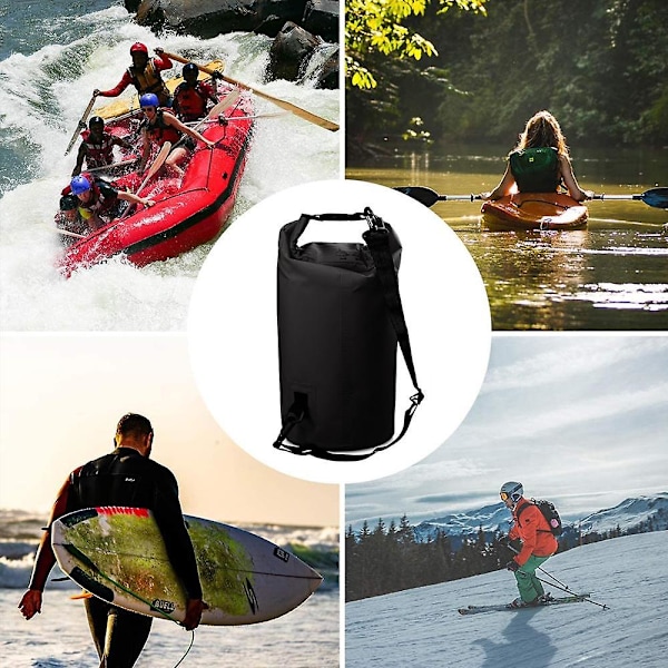 PVC Vattentät Väska Hinkväska Vattentät Väska Strand Rafting Simväska Utomhusryggsäck - för Kajakpaddling, Strand, Rafting, Båtliv - svart - 15l