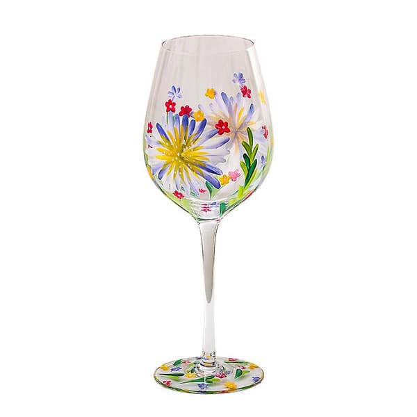 1 st Retro Goblet Glas Champagne Glas - Tulpanmålad Goblet Rödvinsglas E small