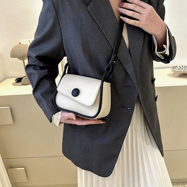 Ny Trend Mode Simpel Skuldertaske Fritid Pendler Kunstlæder Skuldertaske white