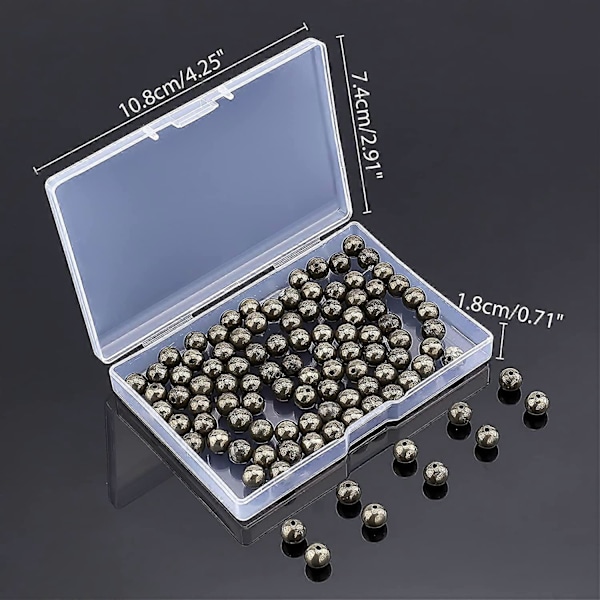 1Ask Naturliga Pyritpärlor Strängar Runda 8mm Hål: 1mm 50st/sträng 15.74 tum 2strängar/ask