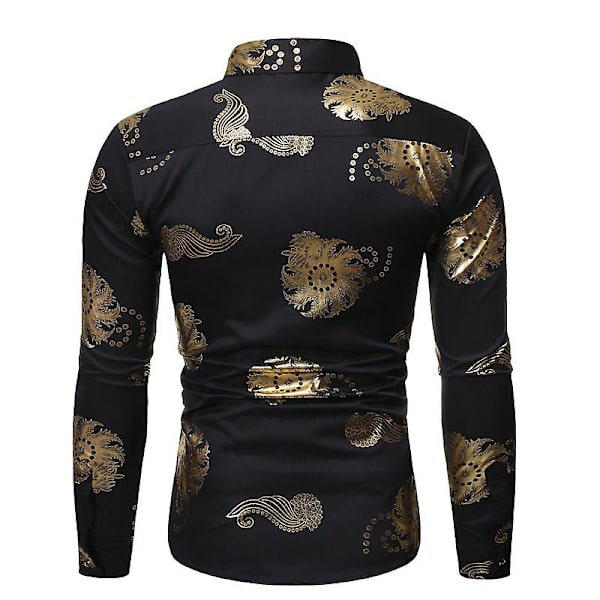 Blomstrete Hawaiiskjorte for menn, Slim Fit fritidsskjorte for stranden Black L