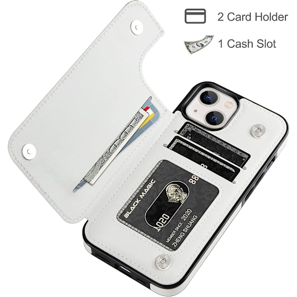iPhone 15 Pro Max Skal Slim Flip Folio Mjukt Läder Plånboksfodral för Kvinnor och Män med Kortfack Magnetisk Stängning Fick Skyddande Omslag (Vit)