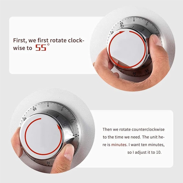 Kort Timer Kökstimer Digital Timer Mekanisk Digital Äggtimer Kökstimer Kort Tid Magnetisk Rostfritt Stål Idealisk För Matlagning, Bakning, Ente