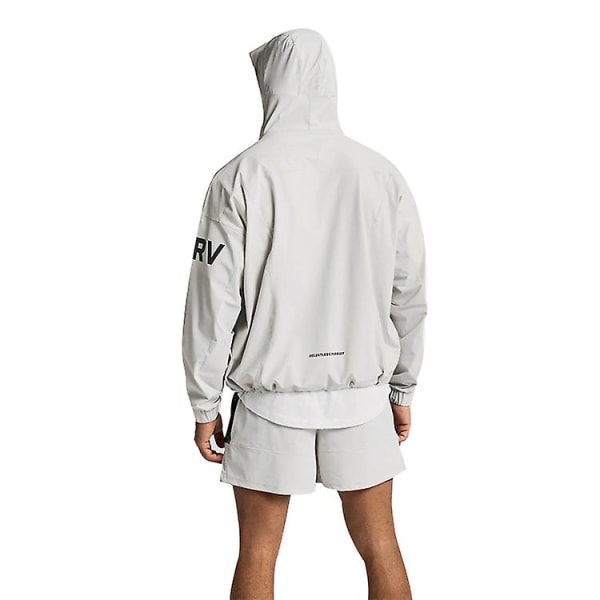 Miesten tuulenpitävä takki, tuulen- ja vedenkestävä huppuinen takki White XL