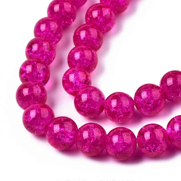 1 Säie Fuksia Läpinäkyviä Halkeilevia Pyöreitä Lasihelmiä Säikeitä 10mm Reikä: 1.3~1.6mm noin 80kpl/säie 31.4 tuumaa