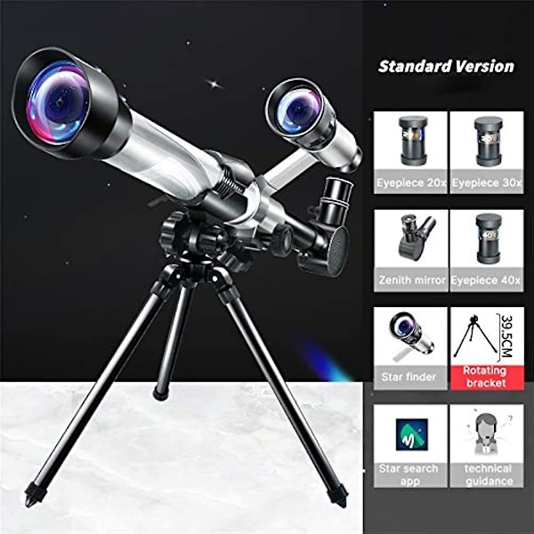 Teleskooppi Lapsille Aikuisille Aloittelijoille 50mm Aukko Astronominen Teleskooppi Refraktori Jalusta Etsin Retkeilyyn Ja Tähtien Katseluun Kuun Ja Planeettojen Tarkkailuun