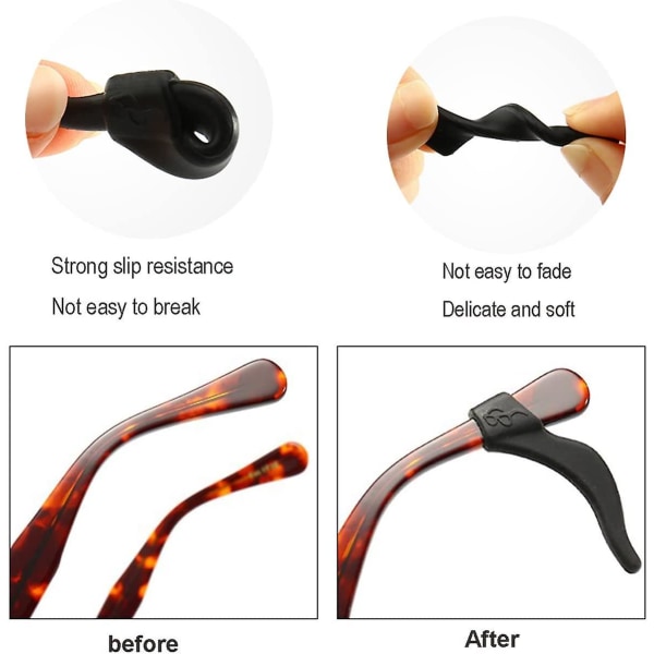 Brilleøre-greb Brille Anti-slip Brille Remholder, 10 Par Blød Silikone