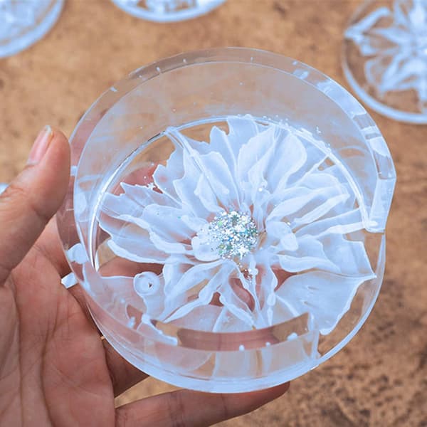 6 stk. coaster resinforme, rund epoxy støbe resinform med coaster opbevaringsboksform, resinforme