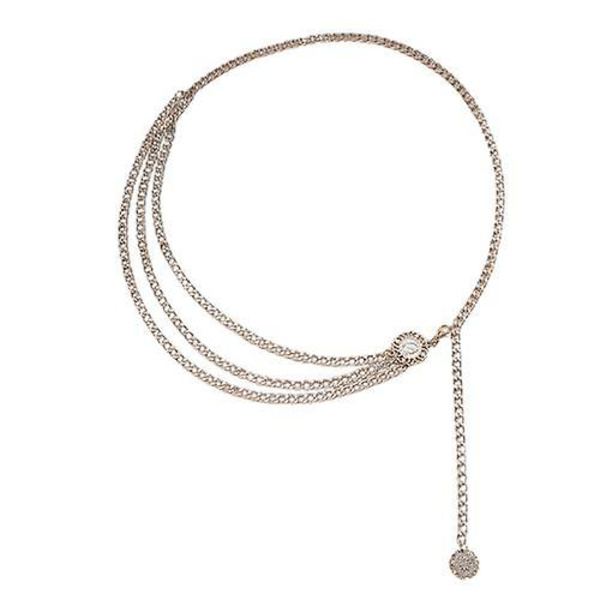 Midjekedja Bälte Dam Multilager Magekedja Bälte Silver