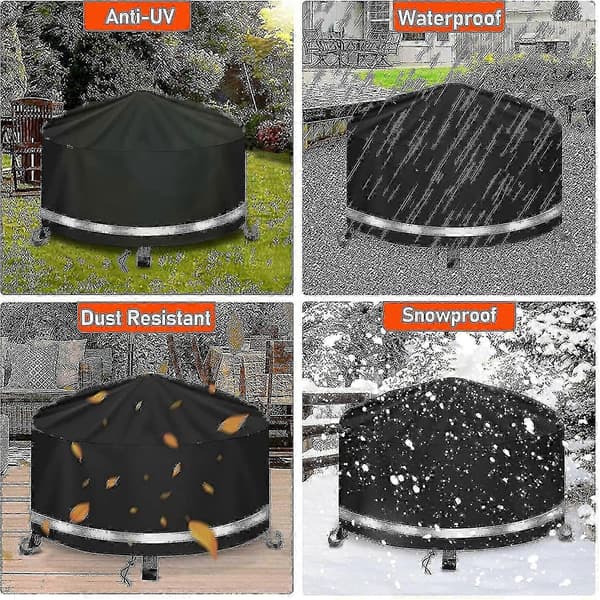 Pyöreä vedenpitävä grillin suojapeite, tuulenpitävä, UV-kestävä, repeytymätön, 600D Oxf