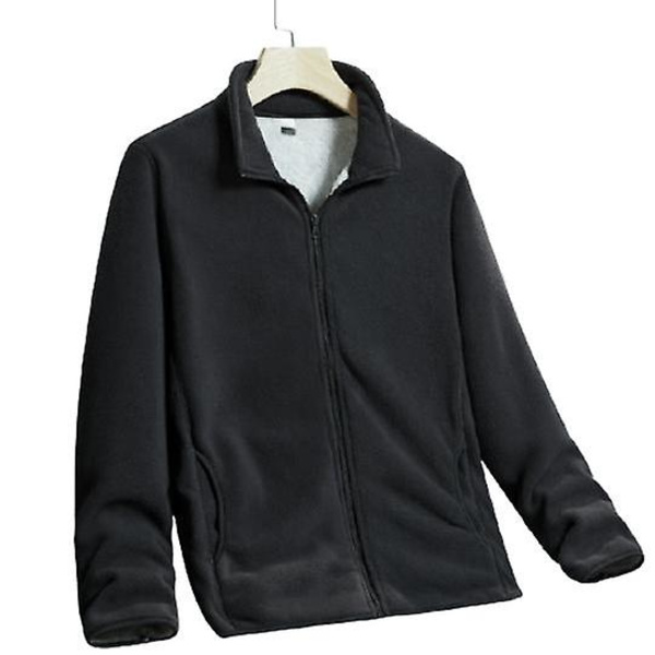Herre Vinter Fuld-lynlås Tyk Dobbeltsidet Plys Polar Fleece Jakke dark gray L