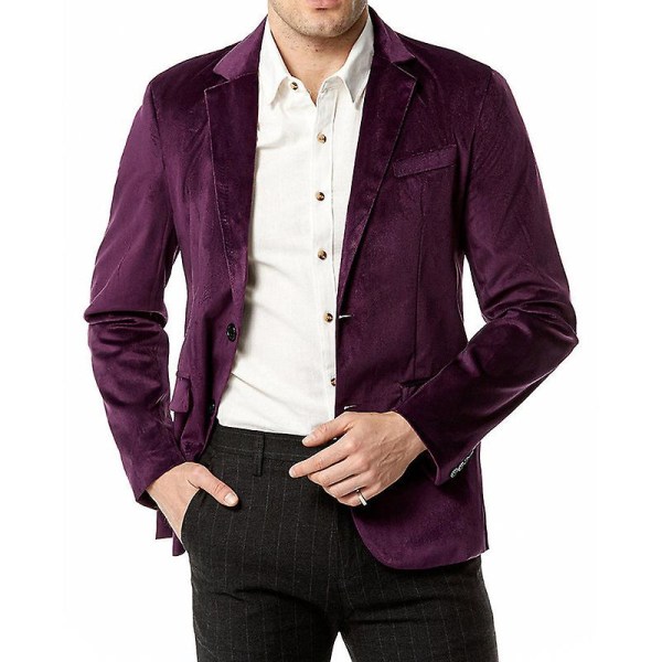 Miesten Slim Fit Kevyt Takki, Kaksi Napin Liikepuku Blazer Purple L
