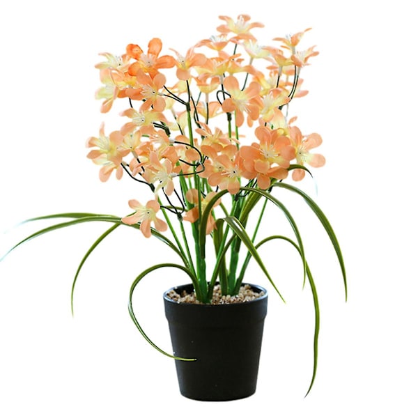 Kevätkukka Bonsai Lehdillä, Luovat Koristeet, Tekokukka Koristeet, Teko-Viherkasvit, Ruukutetut Kasvit Orange