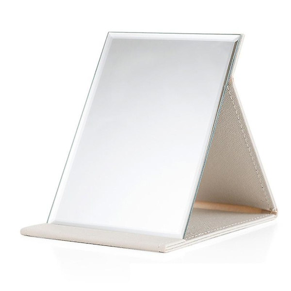 Fällbar resespegel, Pu bärbar rektangulär spegel White 17*12.2CM