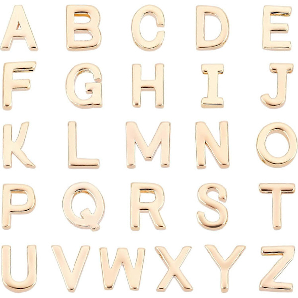26 Stilarter Alfabet Bogstav Perler 14K Guldbelagt A-Z Bogstav Charms Holdbare Store Bogstav Perler Messing Initial Charms Vedhæng til Meningsfuld Gave B