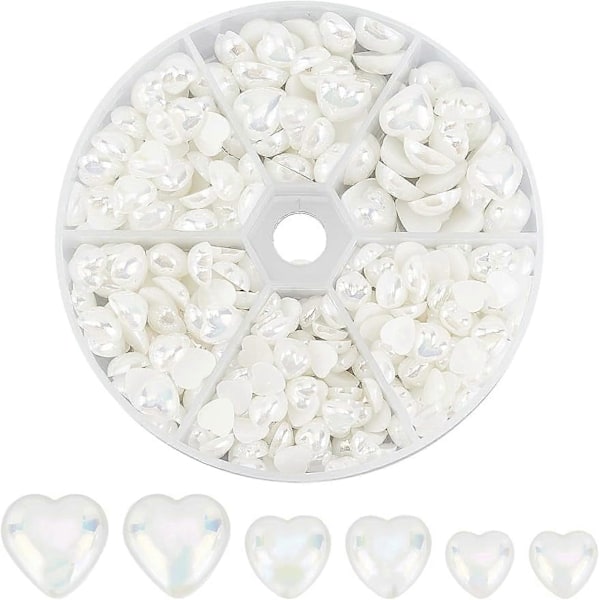 780 stk. 3 Størrelser Hjerte Perle Cabochon Flad Bagside Imitations Perleperler Antik Hvid Plast Cabochon til Neglekunst Scrapbog DIY Dekoration