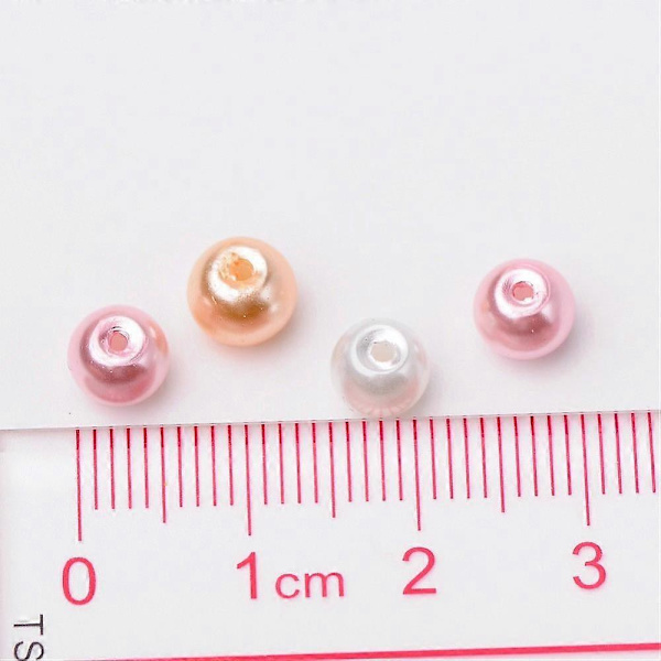 1 påse Nästan Rosa Mix Pärlemor Glaspärlor Blandade Färger 6mm Hål: 1mm