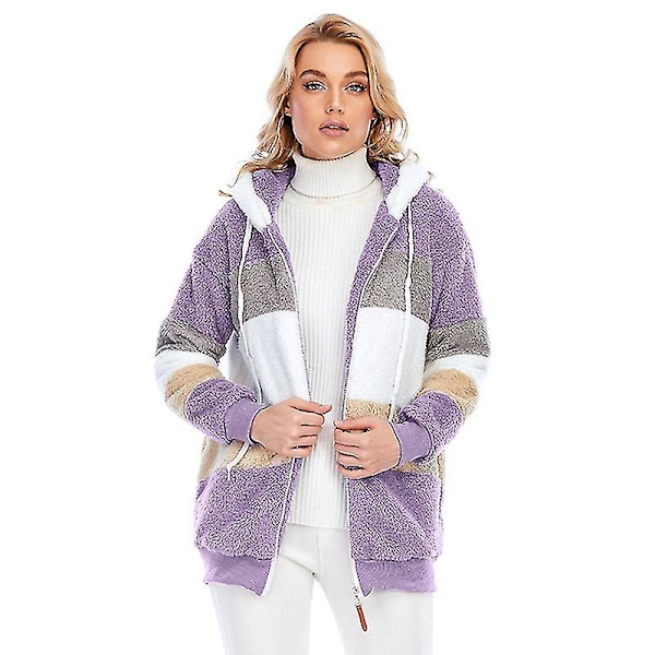Naisten takki hupulla, muodikas, pitkähihainen, tuulenpitävä, lämmin ja väljä 4XL Blue
