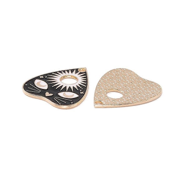 20 stk. Legering Emalje Anheng Lys Gull Hjerte Katt Sol Lys Gull 26x22x1,5mm Hull: 2mm