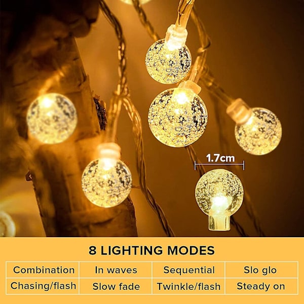 50 LED 5m ljusslinga, med 8 lägen, IP65 med fjärrkontroll