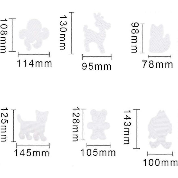 15 Stykker Dyre Perleplader til Strygeperler Klare Plastik Skabelon Perleplader til Hobbyperler (Fisk And Hund Hval Sommerfugl Kat)