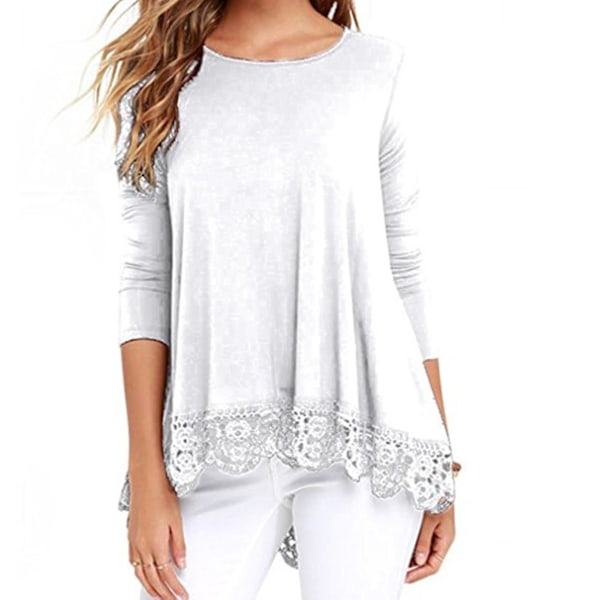 Höst Casual Kläder För Kvinnor Enfärgad Bubble Sleeve Top För Höst Vår Casual Wear XL White