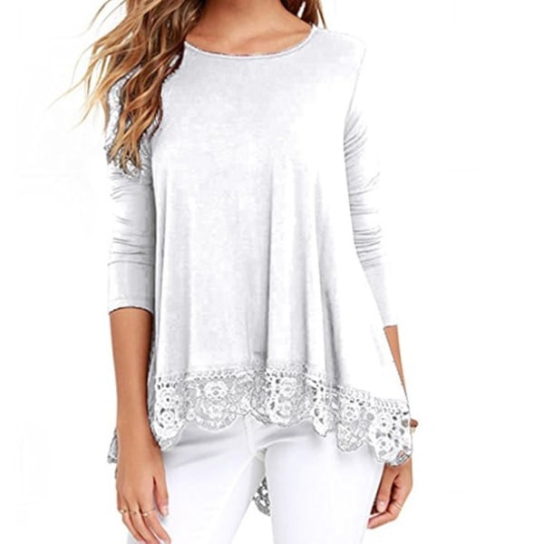 Høst Casual Klær For Kvinner Ensfarget Bobleermet Topp For Høst Vår Casual Bruk XL White