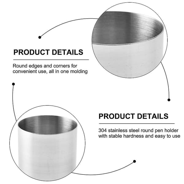 Pennfodral, Cylinder Makeup Brushes Cup, Skrivbordsarrangör Behållare Kruka Dekor Vas, 10cm*8.2cm silvery